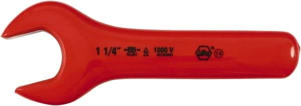 Wiha - 1-1/4" Nonsparking Standard Open End Wrench - 7-1/2" OAL, Single End, Insulating Elastomer Finish, 15° Head Angle - Industrial Tool & Supply