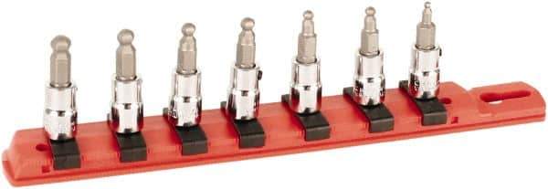 Wiha - 7 Piece 1/4" Drive Inch Ball Hex Bit Socket Set - 3/32 to 1/4" Hex - Industrial Tool & Supply