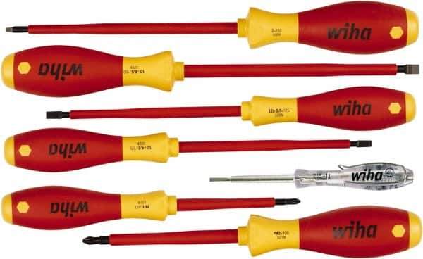 Wiha - 7 Piece Phillips, Slotted & Square Screwdriver Set - Comes in Box - Industrial Tool & Supply
