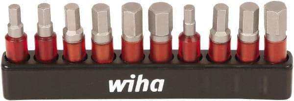 Wiha - 10 Piece 1/4" Drive Inch/Metric Impact Hex Bit Socket Set - 1/8 to 1/4" Hex - Industrial Tool & Supply