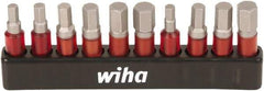 Wiha - 10 Piece 1/4" Drive Inch/Metric Impact Hex Bit Socket Set - 1/8 to 1/4" Hex - Industrial Tool & Supply