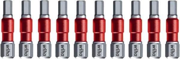 Wiha - 4mm Hex Bit - 1/4" Hex Drive, 1-9/64" OAL - Industrial Tool & Supply