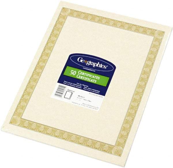 Geographic - 50 Sheet, 8-1/2 x 11", Certificate - Natural - Industrial Tool & Supply