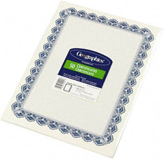 Geographic - 50 Sheet, 8-1/2 x 11", Certificate - Blue - Industrial Tool & Supply