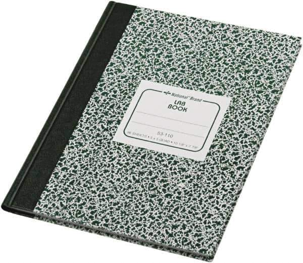 National Brand - 96 Sheet, 7-7/8 x 10-1/8", Quadrille Lab Notebook - Green - Industrial Tool & Supply