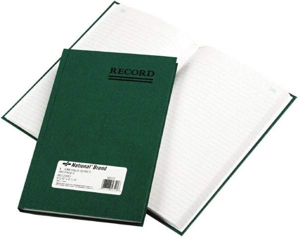 National Brand - 200 Sheet, 6-1/4 x 9-5/8", Record Rule Accounting Book - Green - Industrial Tool & Supply