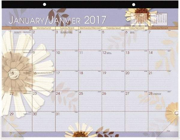 AT-A-GLANCE - 12 Sheet, 22 x 17", Desk Pad Calendar - Industrial Tool & Supply