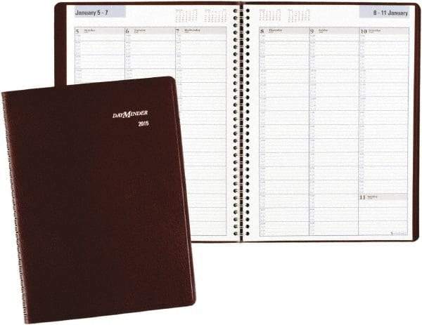 DayMinder - 52 Sheet, 8 x 11", Appointment Book - Burgundy - Industrial Tool & Supply