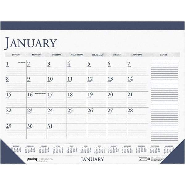 House of Doolittle - 12 Sheet, 18-1/2 x 13", Desk Calendar - White & Blue - Industrial Tool & Supply