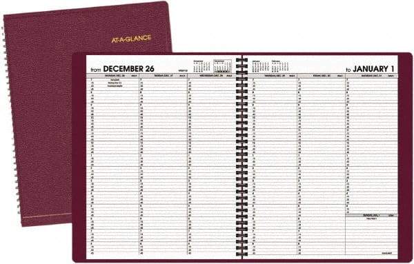 AT-A-GLANCE - 52 Sheet, 8-1/4 x 10-7/8", Appointment Book - Winestone - Industrial Tool & Supply