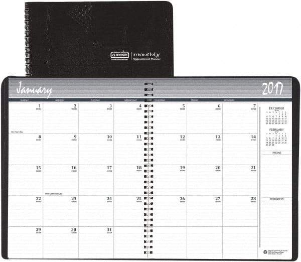 House of Doolittle - 12 Sheet, 8-1/2 x 11", Monthly Planner - Black - Industrial Tool & Supply
