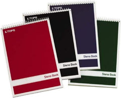 TOPS - 80 Sheet, 6 x 9", Gregg Steno Book - Assorted Colors - Industrial Tool & Supply