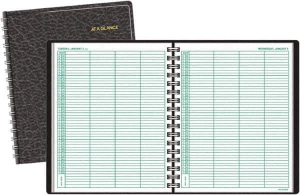 AT-A-GLANCE - 365 Sheet, 8 x 10-7/8", Group Daily Appointment Book - Black - Industrial Tool & Supply