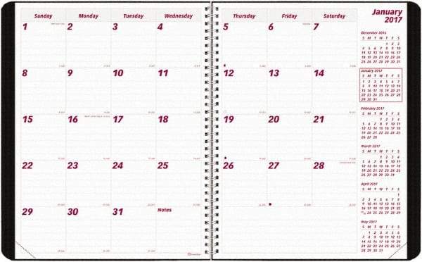 Brownline - 12 Sheet, 8-1/2 x 11", Monthly Planner - Black - Industrial Tool & Supply