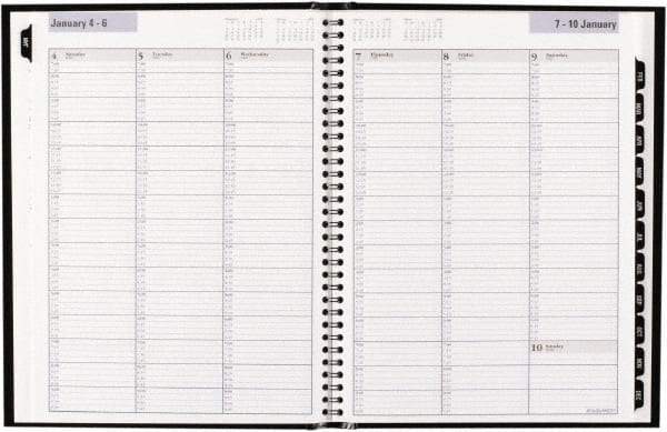 DayMinder - 52 Sheet, 8 x 11", Appointment Book - Black - Industrial Tool & Supply