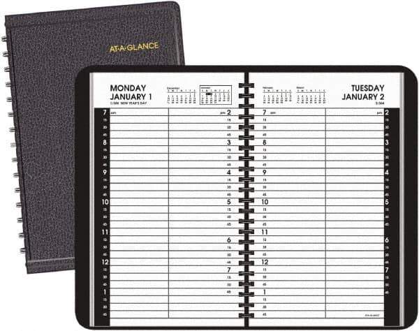 AT-A-GLANCE - 365 Sheet, 4-7/8 x 8", Appointment Book - Black - Industrial Tool & Supply