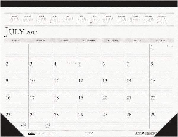 House of Doolittle - 12 Sheet, 22 x 17", Desk Pad - White & Blue - Industrial Tool & Supply