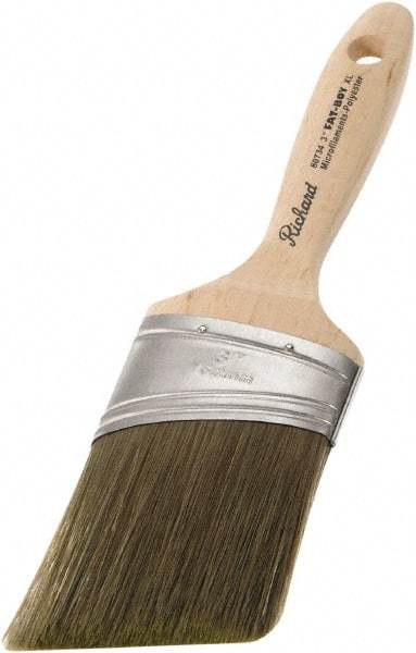 Richard - 3" Oval/Angle Polyester Angular Brush - 3-1/4" Bristle Length, 5-3/4" Wood Sash Handle - Industrial Tool & Supply
