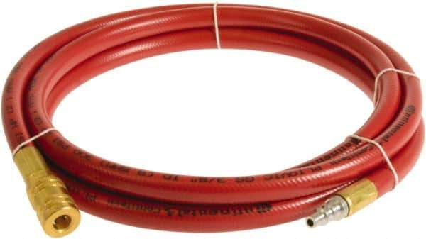 Continental ContiTech - 1/2" ID x 0.78" OD 5' Long Multipurpose Air Hose - Industrial Interchange Safety Coupler x Male Plug Ends, 300 Working psi, -10 to 158°F, 1/2" Fitting, Red - Industrial Tool & Supply