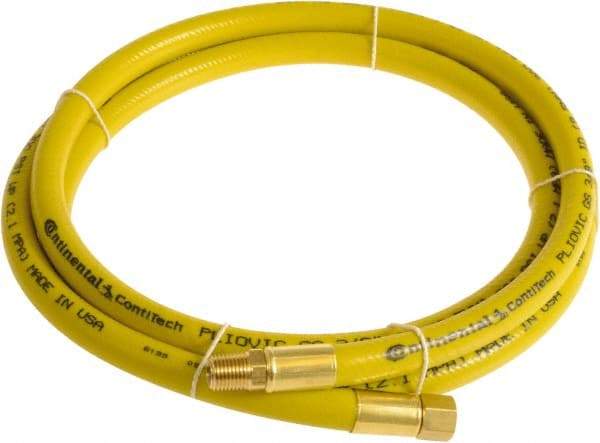 Continental ContiTech - 3/8" ID x 0.6" OD 75' Long Multipurpose Air Hose - MNPT x FNPT Ends, 300 Working psi, -10 to 158°F, 1/4" Fitting, Yellow - Industrial Tool & Supply