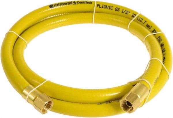 Continental ContiTech - 1/2" ID x 0.78" OD 75' Long Multipurpose Air Hose - FNPT x FNPT Ends, 300 Working psi, -10 to 158°F, 1/2" Fitting, Yellow - Industrial Tool & Supply