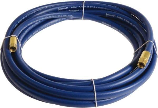 Continental ContiTech - 3/8" ID x 0.6" OD 20' Long Multipurpose Air Hose - FNPT x FNPT Ends, 300 Working psi, -10 to 158°F, 1/4" Fitting, Blue - Industrial Tool & Supply