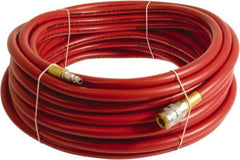 Continental ContiTech - 3/8" ID x 0.6" OD 15' Long Multipurpose Air Hose - Industrial Interchange Safety Coupler x Male Plug Ends, 300 Working psi, -10 to 158°F, 1/4" Fitting, Red - Industrial Tool & Supply