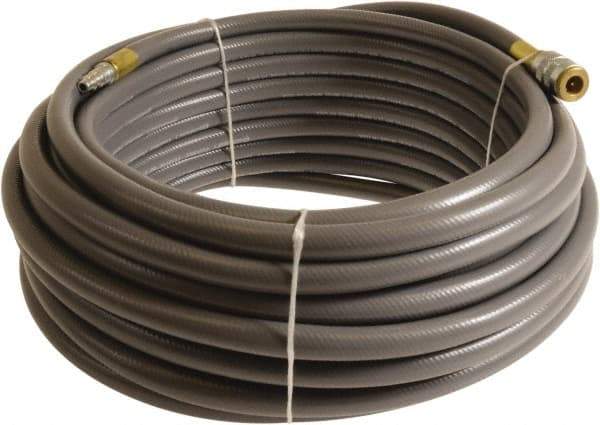 Continental ContiTech - 3/8" ID x 0.6" OD 25' Long Multipurpose Air Hose - Industrial Interchange Safety Coupler x Male Plug Ends, 300 Working psi, -10 to 158°F, 1/4" Fitting, Gray - Industrial Tool & Supply