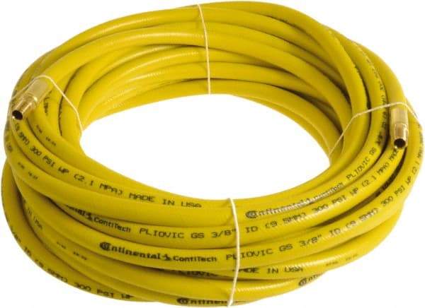Continental ContiTech - 3/8" ID x 0.6" OD 15' Long Multipurpose Air Hose - MNPT x MNPT Ends, 300 Working psi, -10 to 158°F, 1/4" Fitting, Yellow - Industrial Tool & Supply