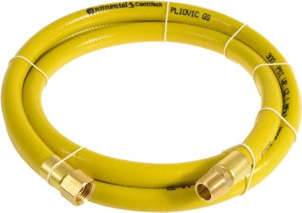 Continental ContiTech - 1/4" ID x 0.45" OD 100' Long Multipurpose Air Hose - MNPT x FNPT Ends, 300 Working psi, -10 to 158°F, 1/4" Fitting, Yellow - Industrial Tool & Supply