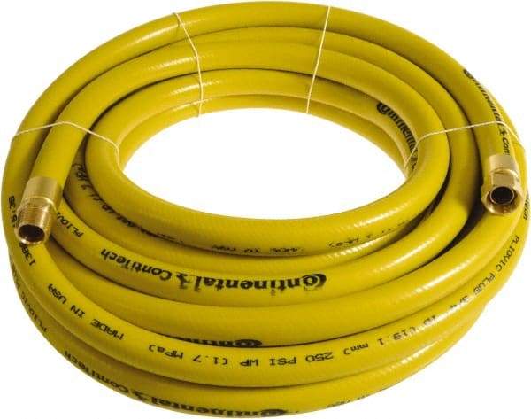 Continental ContiTech - 3/4" ID x 1.11" OD 50' Long Multipurpose Air Hose - MNPT x FNPT Ends, 250 Working psi, -10 to 158°F, 3/4" Fitting, Yellow - Industrial Tool & Supply