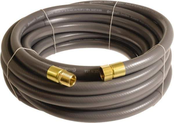 Continental ContiTech - 3/4" ID x 1.11" OD 25' Long Multipurpose Air Hose - MNPT x FNPT Ends, 250 Working psi, -10 to 158°F, 3/4" Fitting, Gray - Industrial Tool & Supply