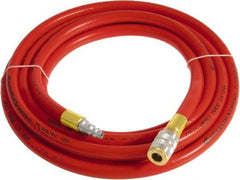 Continental ContiTech - 3/4" ID x 1.11" OD 20' Long Multipurpose Air Hose - Industrial Interchange Safety Coupler x Male Plug Ends, 250 Working psi, -10 to 158°F, 3/4" Fitting, Red - Industrial Tool & Supply