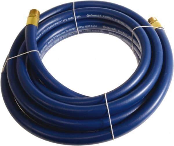 Continental ContiTech - 1" ID x 1.38" OD 25' Long Multipurpose Air Hose - MNPT x MNPT Ends, 250 Working psi, -10 to 158°F, 1" Fitting, Blue - Industrial Tool & Supply