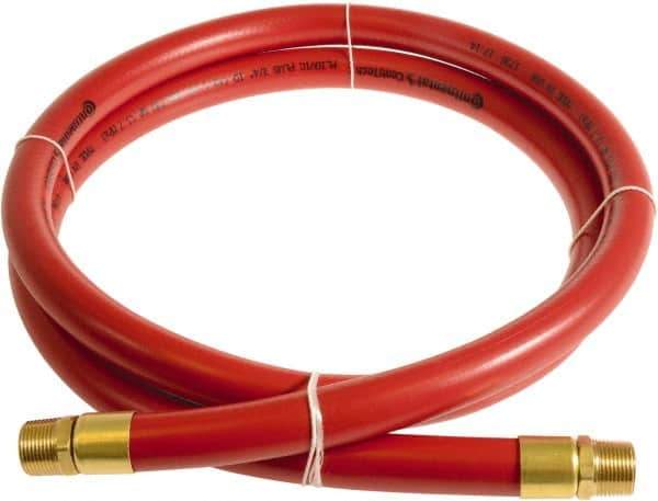 Continental ContiTech - 3/4" ID x 1.11" OD 3' Long Multipurpose Air Hose - MNPT x MNPT Ends, 250 Working psi, -10 to 158°F, 3/4" Fitting, Red - Industrial Tool & Supply