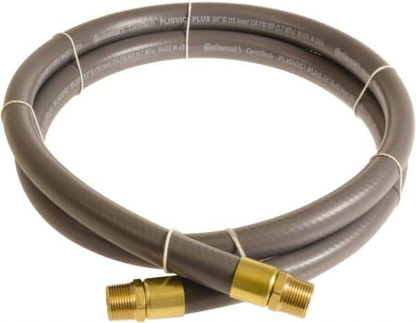 Continental ContiTech - 3/4" ID x 1.11" OD 5' Long Multipurpose Air Hose - MNPT x MNPT Ends, 250 Working psi, -10 to 158°F, 3/4" Fitting, Gray - Industrial Tool & Supply