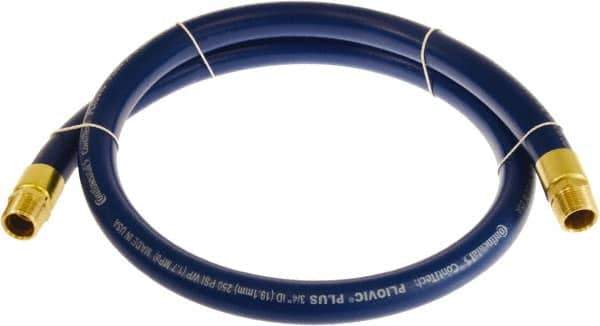 Continental ContiTech - 3/4" ID x 1.11" OD 10' Long Multipurpose Air Hose - MNPT x MNPT Ends, 250 Working psi, -10 to 158°F, 3/4" Fitting, Blue - Industrial Tool & Supply
