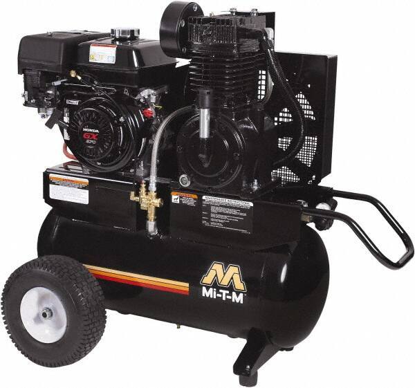 MI-T-M - 9.0 hp, 17.2 CFM, 175 Max psi, Two Stage Portable Fuel Air Compressor - Honda GX270 OHV Engine - Industrial Tool & Supply