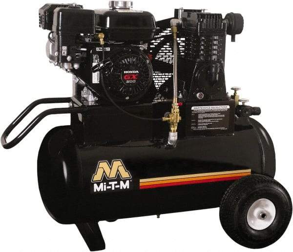 MI-T-M - 6.5 hp, 13.9 CFM, 90 Max psi, Single Stage Portable Fuel Air Compressor - Honda GX200 OHV Engine - Industrial Tool & Supply