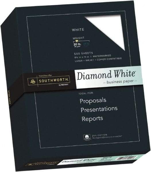 Southworth - 8-1/2" x 11" White Copy Paper - Use with Inkjet Printers, Laser Printers, Copiers - Industrial Tool & Supply