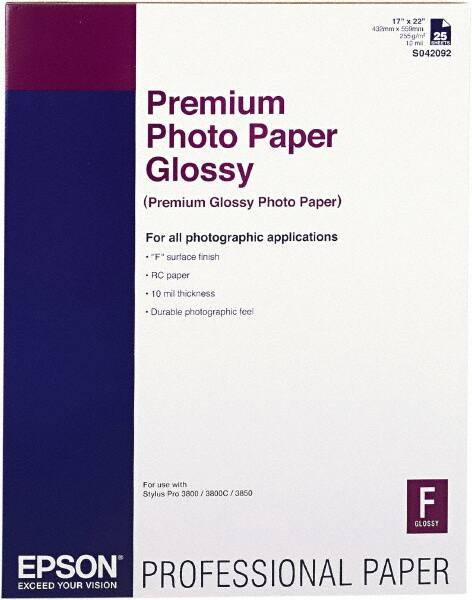 Epson - 17" x 22" White Photo Paper - Use with Inkjet Printers - Industrial Tool & Supply