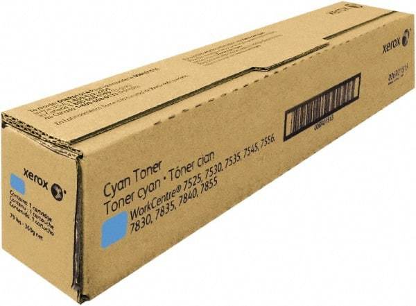 Xerox - Cyan Toner Cartridge - Use with Xerox WorkCentre 7525, 7535, 7530, 7545, 7556 - Industrial Tool & Supply