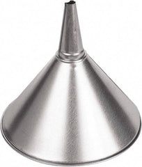 Funnel King - 2 Qt Capacity Galvanized Steel Funnel - 8-3/8" Mouth OD, 1/2" Tip OD, 3-1/8" Straight Spout, Silver - Industrial Tool & Supply