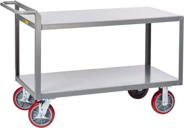 Little Giant - 3,600 Lb Capacity, 24" Wide x 54" Long x 36" High Shelf Cart - 2 Shelf, Steel, 2 Rigid/2 Swivel Casters - Industrial Tool & Supply