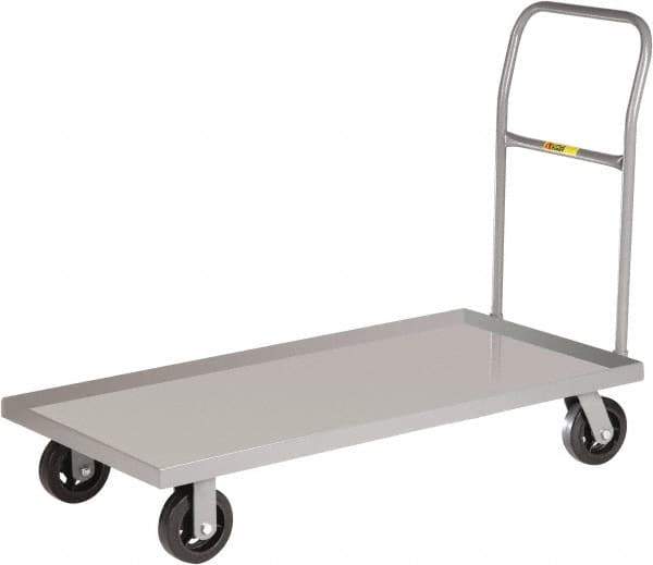 Little Giant - 1,600 Lb Capacity Steel Platform Truck - Steel Deck, 24" OAW, 60" Platform Length x 8-1/2" Platform Height, Mold-On Rubber Casters - Industrial Tool & Supply