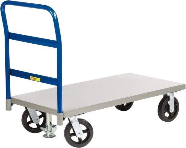 Little Giant - 2,400 Lb Capacity Steel Platform Truck - Steel Deck, 30" OAW, 72" Platform Length x 11" Platform Height, Mold-On Rubber Casters - Industrial Tool & Supply