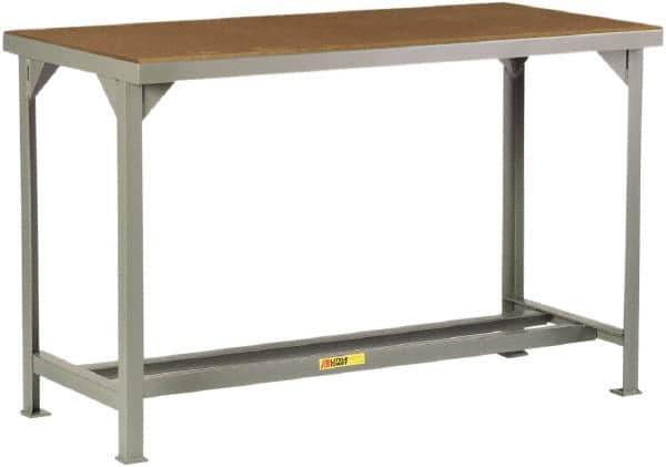 Little Giant - 84 Wide x 36" Deep x 36" High, Hardboard on Steel Heavy-Duty Workbench with Hardboard Top - Fixed Legs, Gray - Industrial Tool & Supply