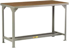 Little Giant - 84 Wide x 36" Deep x 36" High, Hardboard on Steel Heavy-Duty Workbench with Hardboard Top - Fixed Legs, Gray - Industrial Tool & Supply