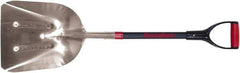 Razor-Back - 18-1/2" High x 15" Wide Square Aluminum Scoop - 29" Long Fiberglass D-Grip Handle, No Step - Industrial Tool & Supply