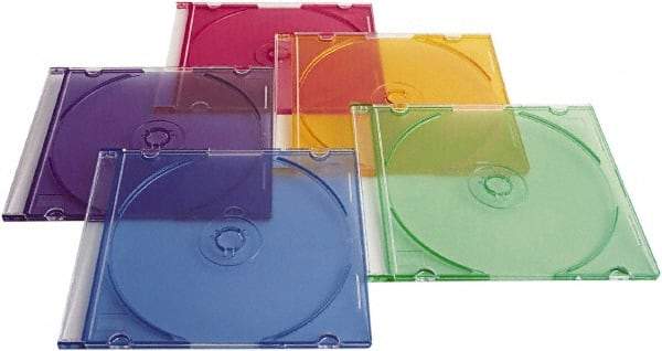 Verbatim - 1 Compartment, 4-7/8" Wide x 5-5/8" High x 1/4" Deep, CD/DVD Case - Polypropylene, Assorted Colors - Industrial Tool & Supply